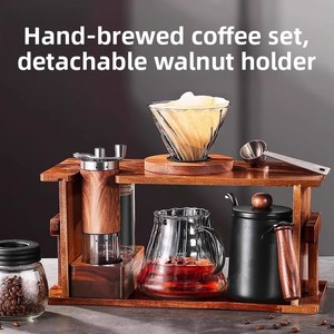 Bộ pha cà phê thủ công cao cấp 10 món với máy xay cà phê và giá đỡ gỗ, thiết kế hiện đại - Product Image 4