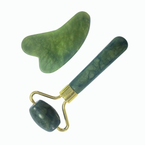 Kit facial en pierre naturelle Xiu Yan, rouleau à tête unique avec Gua Sha en forme de cœur pour les soins de beauté quotidiens et les soins spa - Product Image 5