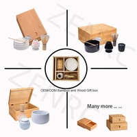 Kit cadeau de matcha écologique, prise en charge de l'emballage OEM, coffret cadeau de thé matcha en bois