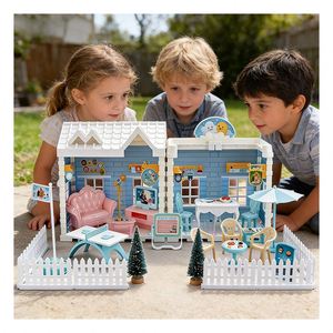 ชุดบ้านตุ๊กตาพลาสติกสำหรับเด็กพร้อมอุปกรณ์ประกอบเฟอร์นิเจอร์ ของขวัญบ้านจิ๋วสร้างสรรค์สำหรับเด็กในวันเกิด - Product Image 2
