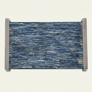Bandeja de Almacenamiento Rectangular Moderna de Cerámica con Acabado Texturizado de Mosaico Azul, de un Solo Nivel, para Uso en Mesa - Product Image 1