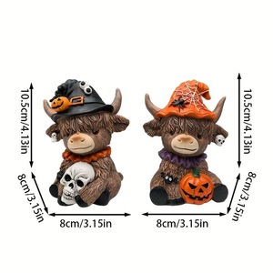 Figura Decorativa de Resina Epoxi Ecológica con Diseño de Vaca Highland para Halloween, Regalo de Navidad - Product Image 3