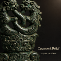 Sacred Union Totem Antico Qiang in Metallo Fuso 3D, Statuetta Guardiana d'Arte Culturale da Collezione