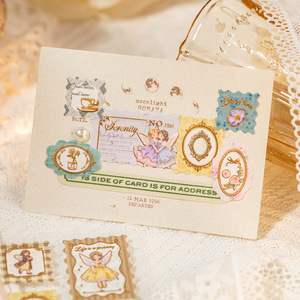 สติกเกอร์ 1 ชิ้นต่อแพ็ค ชุดแสตมป์สตอรี่ สติกเกอร์ฟอยล์ลายนูน สไตล์ยุโรป วินเทจเบาๆ สำหรับตกแต่งการ์ด DIY ของขวัญ ซีลสติกเกอร์ - Product Image 4