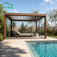 Pergola HESIWEI Chaude pour l'Hiver avec Toit Solaire Thermostatique, Conception Isolante et Cadre en Aluminium pour Jardins et Patios par Temps Froid