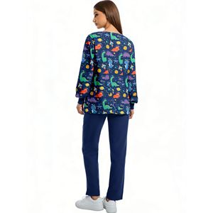 Customized Beautician <b>Work</b> Uniform Set Women Cartoon Print Polyester Fiber Hospital Uniforms - Product Image 2