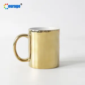 Set of 8 11 Oz. GOLD Inner and Handle Ceramic Sublimation Mugs Professional  Grade Sublimation Mug Cardboard Box With Foam Supports 