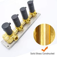Robinet de douche thermostatique en laiton à 3 sorties et 3 fonctions, avec contrôle de pression équilibrée, finition noir mat