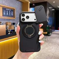Étui de protection antichoc de luxe pour iPhone 18 17 16 15 14 13 12 11 18 Pro Max avec cache coulissant pour appareil photo et support, coque robuste et résistante
