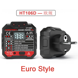 Testeur de prise EU UK US HT106B HT106D HT106E Détecteur de prise de test de tension EU UK Plug Ground <span class=keywords><strong>Zero</strong></span> Line Plug Polarity Phase Check - Product Image 4