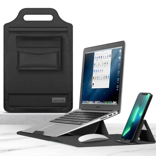 PU Leather Laptop Sleeve Case Bag with Handle and Stand Feature for Apple Macbook 11 Inch 12 Inch 13 Inch 14 Inch 15 Inch M3 M4