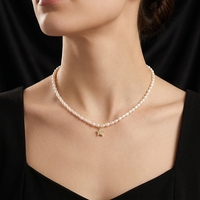 Collier de perles économique en alliage, motif floral perlé, chaîne, vente en gros, accessoires en vrac, collier de perles