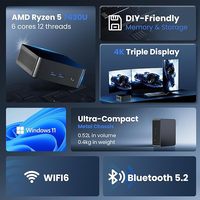 Mini PC untuk Penggunaan Bisnis AMD Ryzen 5 7430U (6C/12T Maks 4.3GHz Mengungguli 5500U) Grafis Terintegrasi Tanpa RAM/SSD/OS Penyimpanan DIY