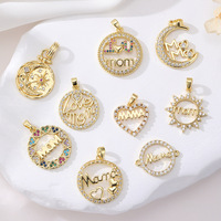 Pendentif lettre MAMA en zircone plaqué or 14 carats, breloque de collier DIY, cadeau simple et élégant pour la fête des mères