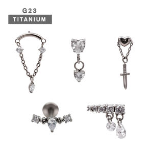 Vente en gros de bijoux de piercing corporel en titane G23 à filetage interne, type labret, pour tragus, hélix et cartilage, pour hommes et femmes - Product Image 1