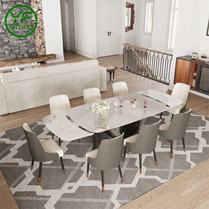 Uzatılabilir Modern Yemek Masası ve Lüks Doğal Taş Mermer Üst Tabla <span class=keywords><strong>Metal</strong></span> Ayaklı Uzun Yemek Masası Mutfak Mobilyası - Product Image 2