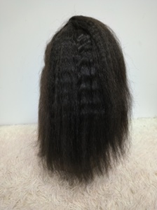 Perruque de <span class=keywords><strong>cheveux</strong></span> humains LetsFly en gros, pré-épilée, avec baby hair, style Yaki, 13*4, perruque frontale complète en dentelle, noire, <span class=keywords><strong>cheveux</strong></span> raides crépus - Product Image 3