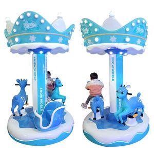 ม้าหมุนไฟเบอร์กลาสยอดนิยมสำหรับเด็ก 3 คน แบบหยอดเหรียญสำหรับสวนสนุก - Product Image 1