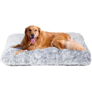 Washable Faux Fur Solid Rectangle Dog Bed <b>Crate</b> Kennel Pad Anti-Slip Pet Sleeping Mat Breathable Cooling All-Season M/L/XL Sizes - Product Image 1