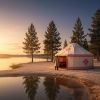 Tente de camping gonflable automatique de luxe en tissu Oxford imperméable, style kazakh, pour l'extérieur, quatre saisons, double couche, yurt de trekking avec poteaux à colonnes d'air
