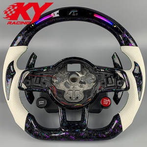 Volant sport en fibre de carbone forgée sur mesure avec LED et palettes de changement de vitesse pour Volkswagen Golf Mk7 Mk7.5 R 7R GTI GTD GTE TSI Polo - Product Image 1