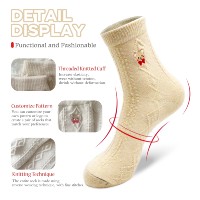 Chaussettes en coton tricoté torsadé de haute qualité pour femmes, tons neutres, avec broderie d'ours mignon, douces, silencieuses, luxueuses, pour le quotidien, décontractées, idéales comme cadeau
