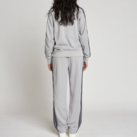 Ensemble de survêtement 2 pièces pour femme, personnalisé, avec veste zippée à manches longues et pantalon taille haute à bandes, pour l'entraînement et le sport