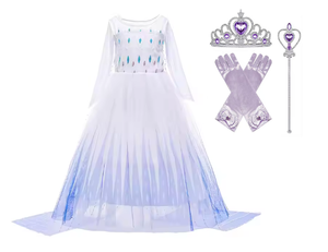 Robe de princesse Elsa décontractée pour filles d'été, costume en tulle avec cape de personnage de dessin animé, jupes et haut pour les fêtes, les anniversaires pour les enfants - Product Image 2