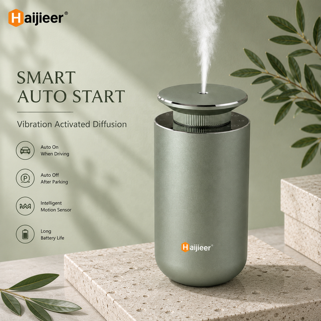 Rechargeable Car Aroma Diffuser Waterless Essential Oil Diffuser Two Fluid Technology Auto on Off Sensor Nebulizing Diffuser