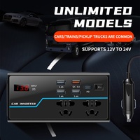 Convertisseur d'alimentation pour voiture 200W, chargeur de voiture 12V/24V, convertisseur automatique avec charge rapide PD QC et écran LED pour tous les véhicules