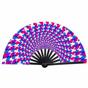 Éventail portable personnalisé promotionnel, éventail pliable en tissu et bambou avec logo imprimé sur mesure pour mariage et fête - Product Image 4