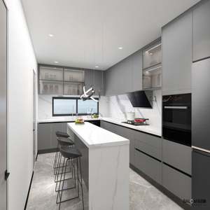 Juego de Muebles de Cocina Modernos de Estilo Europeo en Gris |   Diseño Modular sin Marco y Cierre Suave |   Muebles de Diseño Gratuito y Fabricación en China en 48 Horas - Product Image 3