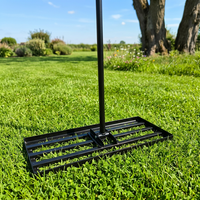 Râteau à gazon à roulettes en acier renforcé avec 0 dents, outil de nivellement pour jardinage DIY, support OEM