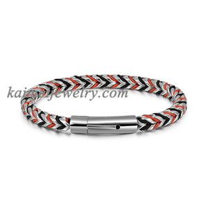 Pulsera informal de acero inoxidable para hombre, brazalete de cuero, joyería