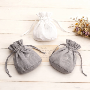 Wholesale Recyclable Customized Color Small Cotton Drawstring Pouch Gift <b>Bag</b> with Embroidered Logo - Product Image 5