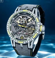 Montre mécanique automatique squelette pour homme, lumineuse, bracelet en cuir suédé, montre de sport pour homme