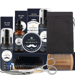 Kit de toilettage et de <span class=keywords><strong>rasage</strong></span> de barbe bio professionnel avec 15 outils en 1, rasoir <span class=keywords><strong>électrique</strong></span>, cire et huile pour la croissance de la barbe, tenue forte - Product Image 4