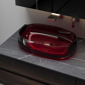 Lavabo Moderno di Alta Qualità in Resina Trasparente Quadrato Artistico per Bagno di Casa e Hotel con Scarico Design Elegante - Product Image 1