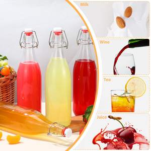 2023 superventas 250g venta al por mayor precio barato redondo Swing Top Easy Cap botellas de cerveza de vidrio transparente - Product Image 3