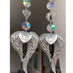 1 pezzo Acchiappasole a forma di ala d'angelo, ciondolo a forma di cuore con scritta "Sei sempre nel mio cuore", regalo speciale acchiappasole per qualcuno, Natale - Product Image 1