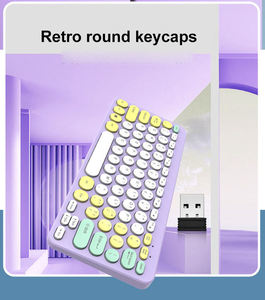 Ergonomic Retro Round Keycap Office 2.4ghz <b>Wireless</b> Keyboard Mouse Combo Stylish Mouse Maus Keyboard Mouse Set - Product Image 4