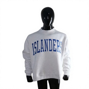Sweat-shirt vintage gris cendré ISLANDERS à col montant pour femme, décontracté, coupe oversize, en molleton de coton, vêtement à marque privée - Product Image 2