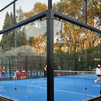 Terrain de padel panoramique à structure renforcée QJIN de qualité supérieure, gazon artificiel résistant aux UV, fournisseur direct d'usine