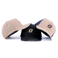 Casquette de baseball en polyester imperméable pour homme, résistante à l'eau, avec trous découpés au laser, 5 panneaux, logo personnalisé, idéale pour le golf