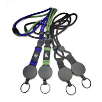 Étiquette tissée personnalisée, respectueuse de l'environnement, conforme aux normes européennes, cordon en polyester résistant, porte-badge rétractable, boucle de sécurité, marque MEGA