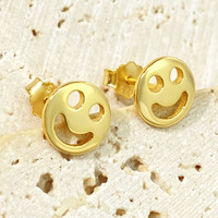 Boucles d'oreilles clous FOXI en argent 925, petites boucles d'oreilles visage souriant, clous visage joyeux en argent sterling 925, boucles d'oreilles conque tragus