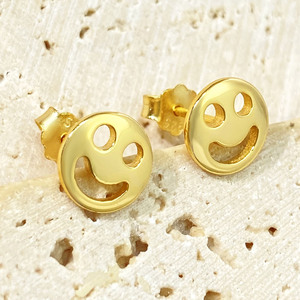 Orecchini a perno FOXI in <span class=keywords><strong>argento</strong></span> 925, piccoli orecchini a faccina sorridente, orecchini a perno con faccina felice in <span class=keywords><strong>argento</strong></span> sterling 925, orecchini a conchiglia per <span class=keywords><strong>trago</strong></span> - Product Image 6