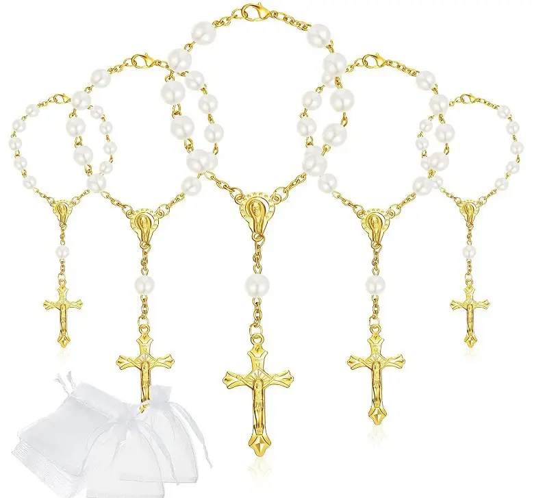 Preghiera cattolica perle perline rosario braccialetto primo santo comunicazione regalo Auto Auto vista posteriore amuleto fascino croce Bead