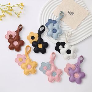 <b>Pastel</b> Color PU Leather Flower Charm Cute Pendant Keychain Minimalist Floral Bag Accessory for Purse & Luggage <b>Decor</b> - Product Image 1