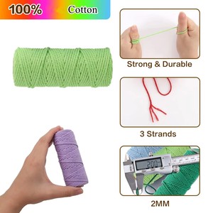 Cordon en <span class=keywords><strong>macramé</strong></span> très vendu, cordon en coton durable de 2 mm, 3 brins, ficelle en <span class=keywords><strong>jute</strong></span>, corde en <span class=keywords><strong>macramé</strong></span> douce, couleurs assorties - Product Image 2